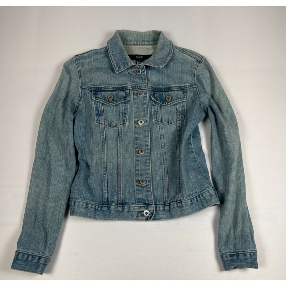 Vintage GAP Denim Jacket Women's Small Light Wash Stretch Trucker Blue